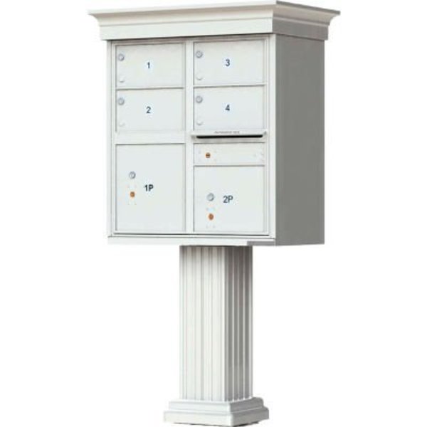 Florence Mfg Co Vital Cluster Box Unit w/Vogue Classic Accessories, 4 Mailboxes & 2 Parcel Lockers, Postal Grey 1570-4T5VPG